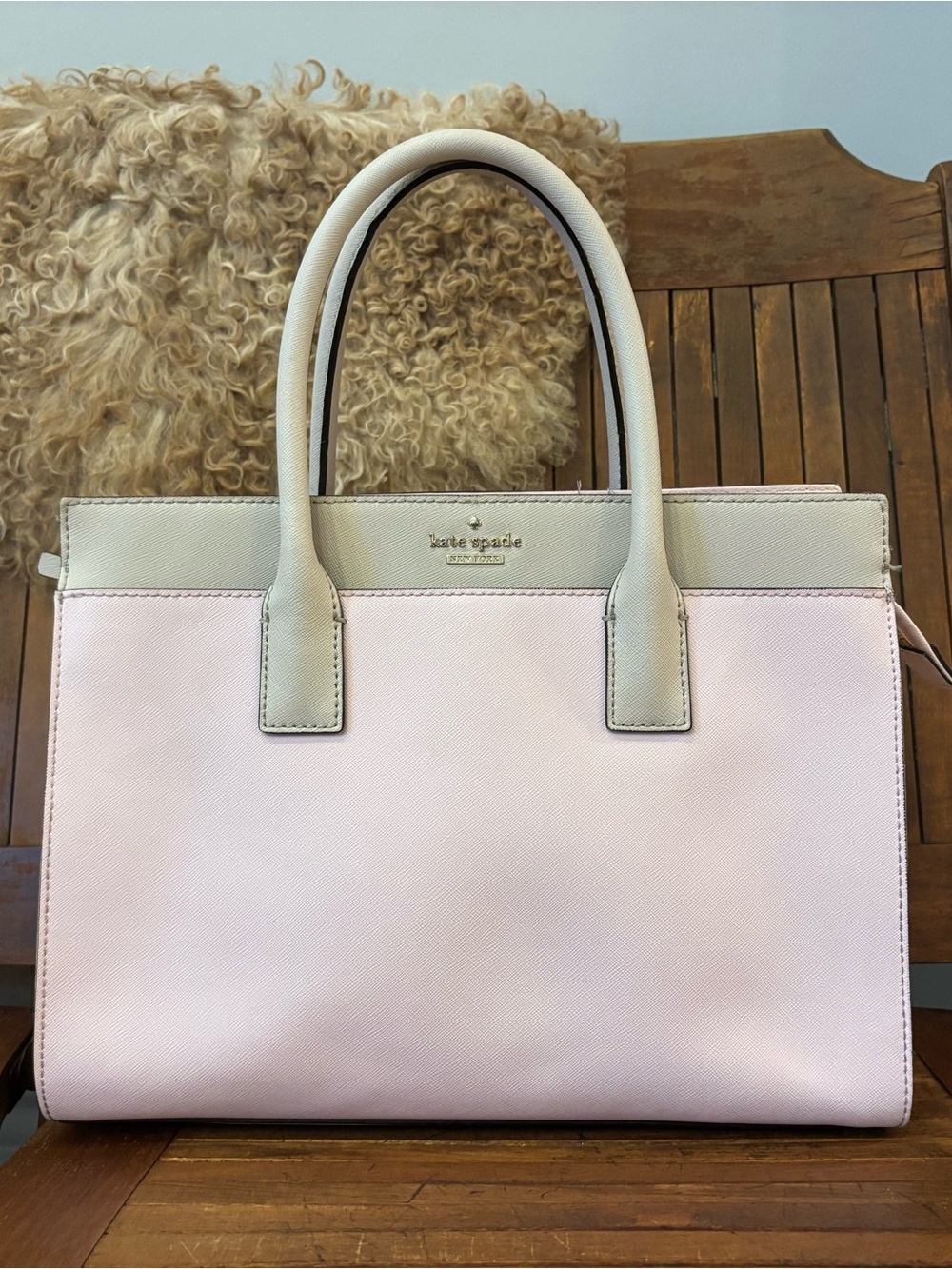 Kate Spade Cameron Street Candice Two-Tone Pink and Cream Structured Handbag